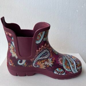 Vera Bradley Paisley Print Rain Boots - Burgundy and Teal